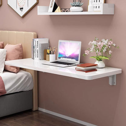 Wall Mounted Folding Table,floating desk for wall,folding wall desks for small spaces,hanging desk for Home Office Computer Workstation,Study Work Bench, Kitchen Dining (white, 39.3"×19.6"(100×50cm))