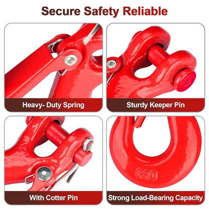 Lechansen G80 Clevis Slip Hook, 1/2" Chain Hooks with Safety Latch, Heavy-Duty Winch Hook, Grade 80 Forged 10 Pack Transport Tow Hook for Maximum Strength Load 45,240 Lbs