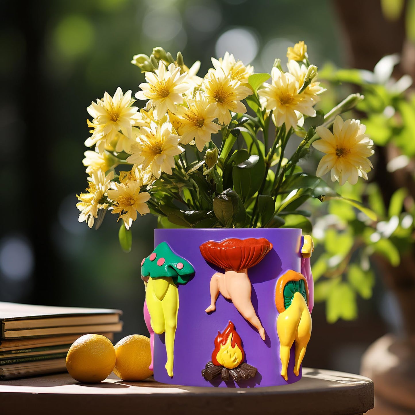 GUGUGO Mushroom Female Body Planters, Unique Dancing Lady Flowers Planter, Cute Quirky Butt Plant Pots for Indoor Plants, Funny Succulent Flower Pot for Home Decor, Eclectic Aesthetic Gift, Purple