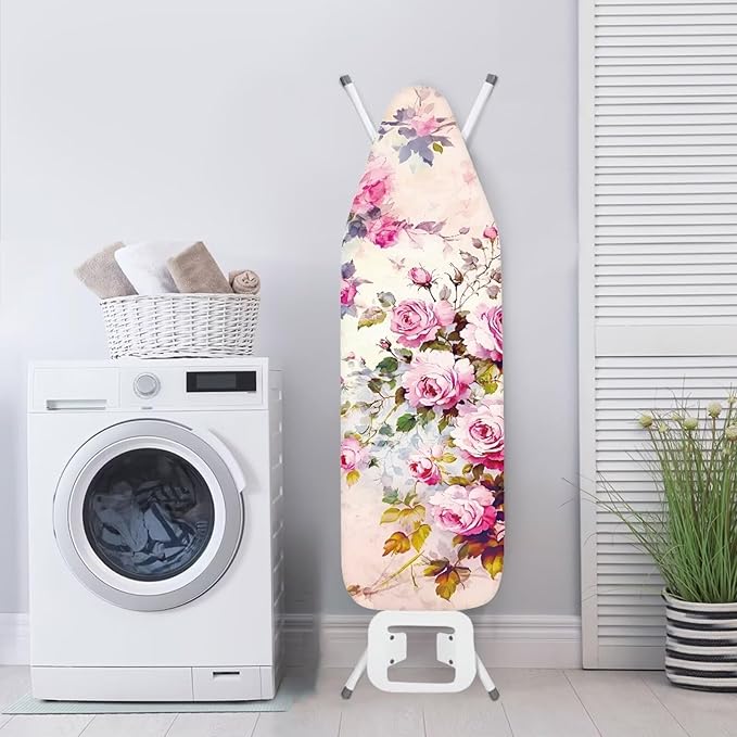 Pink Flower Ironing Board Cover and Pad Iron Pad Covers Resist Scorching and