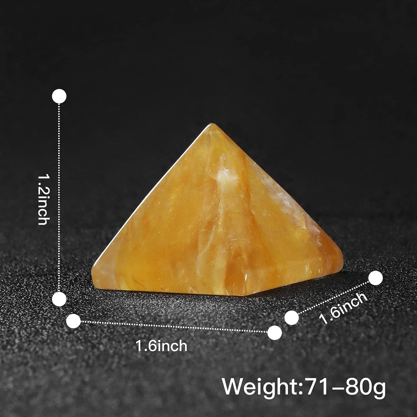 SMQ 1.6" Citrine Crystal Orgone Pyramid Chakra Stones,Hand Carved Gemstone Positive Engrgy Generator,Reiki Healing Pyramid Protection Crystals Figurine Decoration