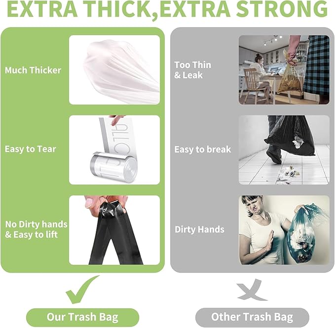 ALLCLEAN 4 Gallon Small Trash Bags, 180 Bags Unscented Small Garbage Bags