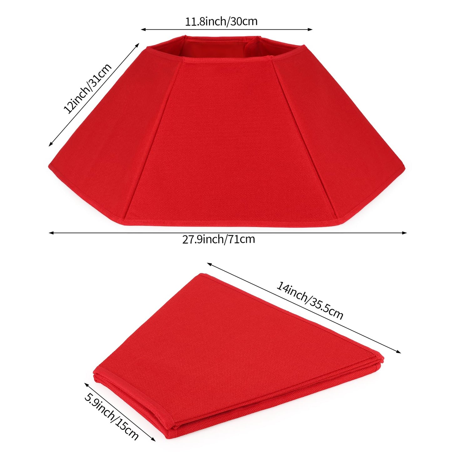 Christmas Tree Collar Red Hexagon Folable Christmas Ring Tree Skirt for Artificial Trees Base Stand Cover Xmas Trees Decoration