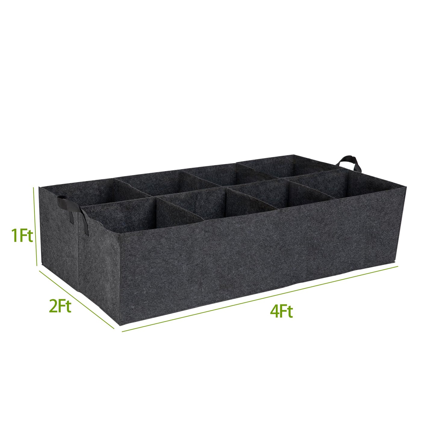 FVOTNW 8 Grids Fabric Raised Garden Beds, 4x2x1ft Thickened 400G Square Fabric Grow Bags with Handles,Indoor Outdoor Fabric Plant Pots Planter for Vegetables, Herbs, Flowers