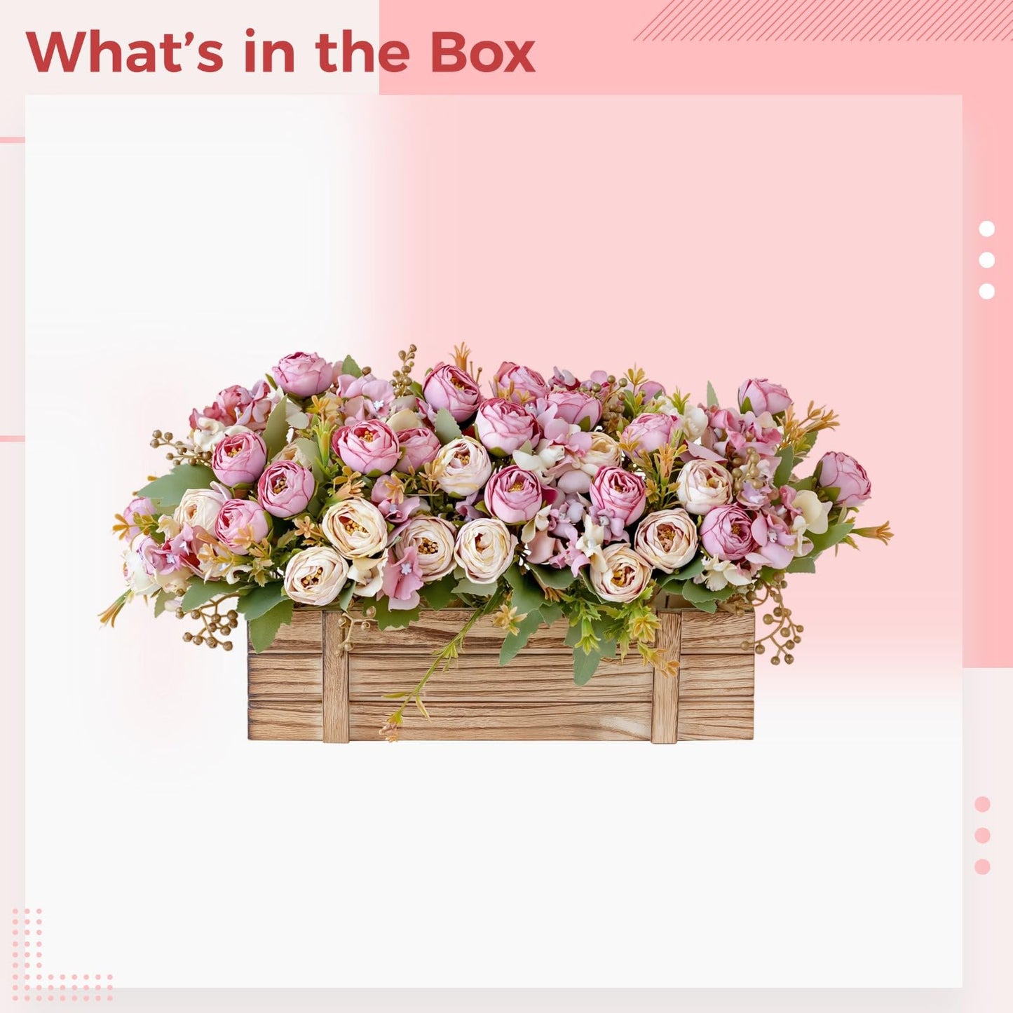 yeeplant 13 in Flowers in Wooden Box, Table Centerpiece