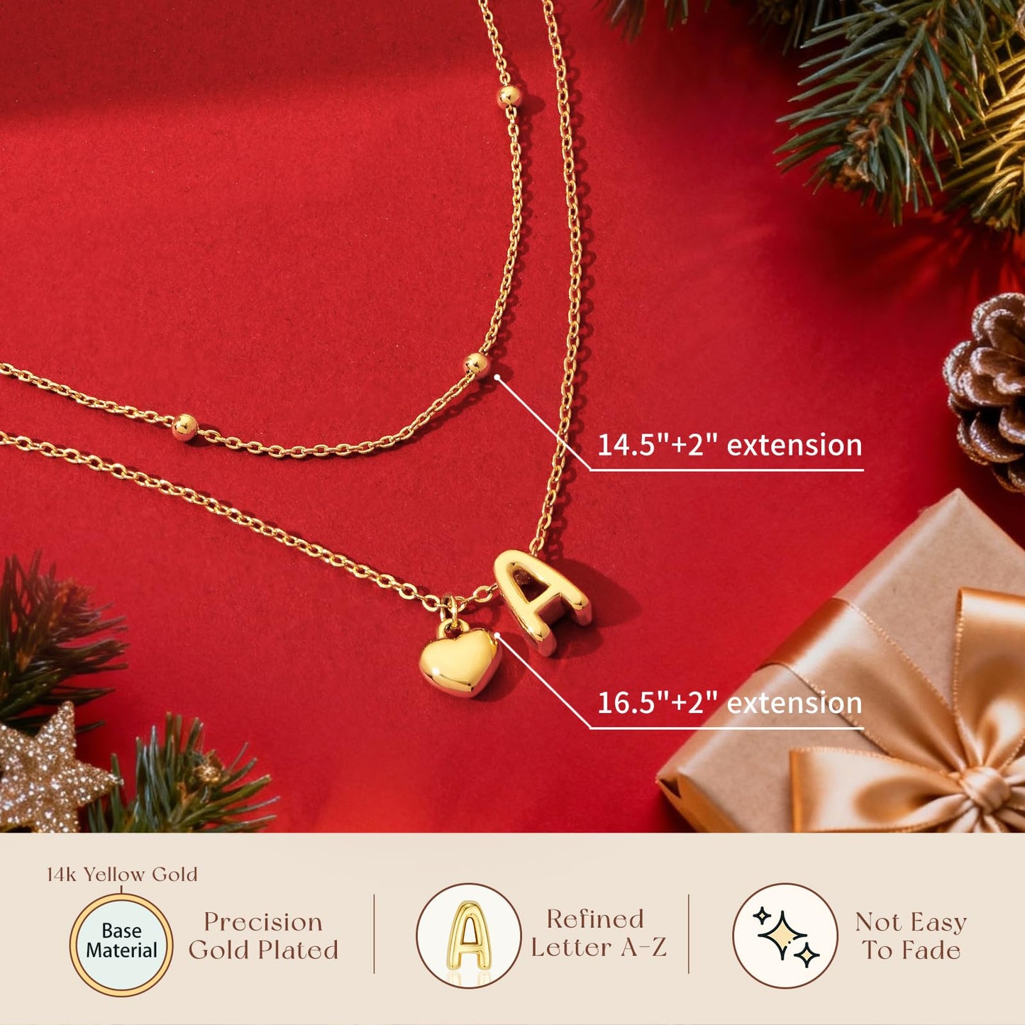 adoyi Gold Heart Initial Necklaces for Women Hers Dainty 14K Gold Plated Heart Layered Letter A Pendant Necklace Stack Trendy Jewelry Birthday Valentines Gifts for Women Jewelry