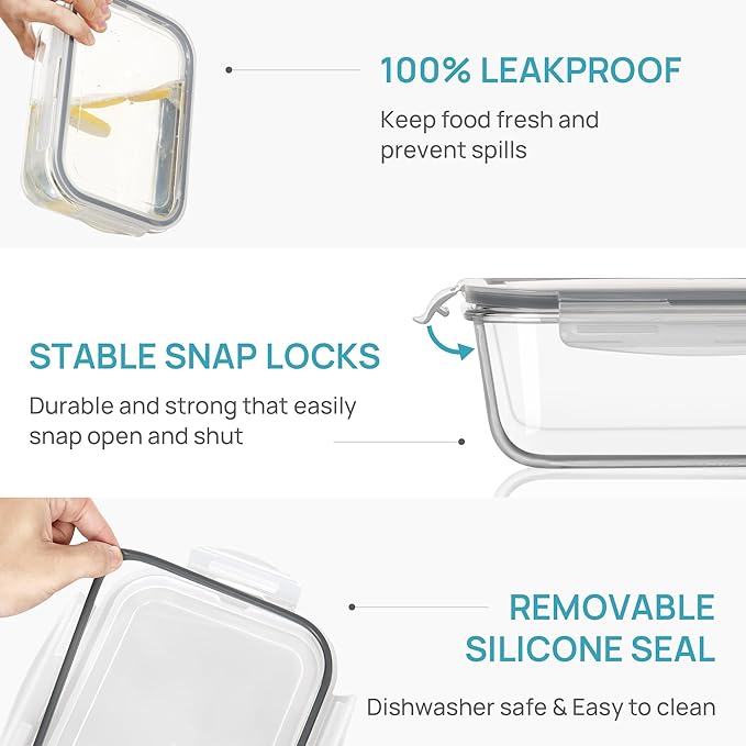 Vtopmart 2Pack 1860ml/63oz Large Glass Storage Containers