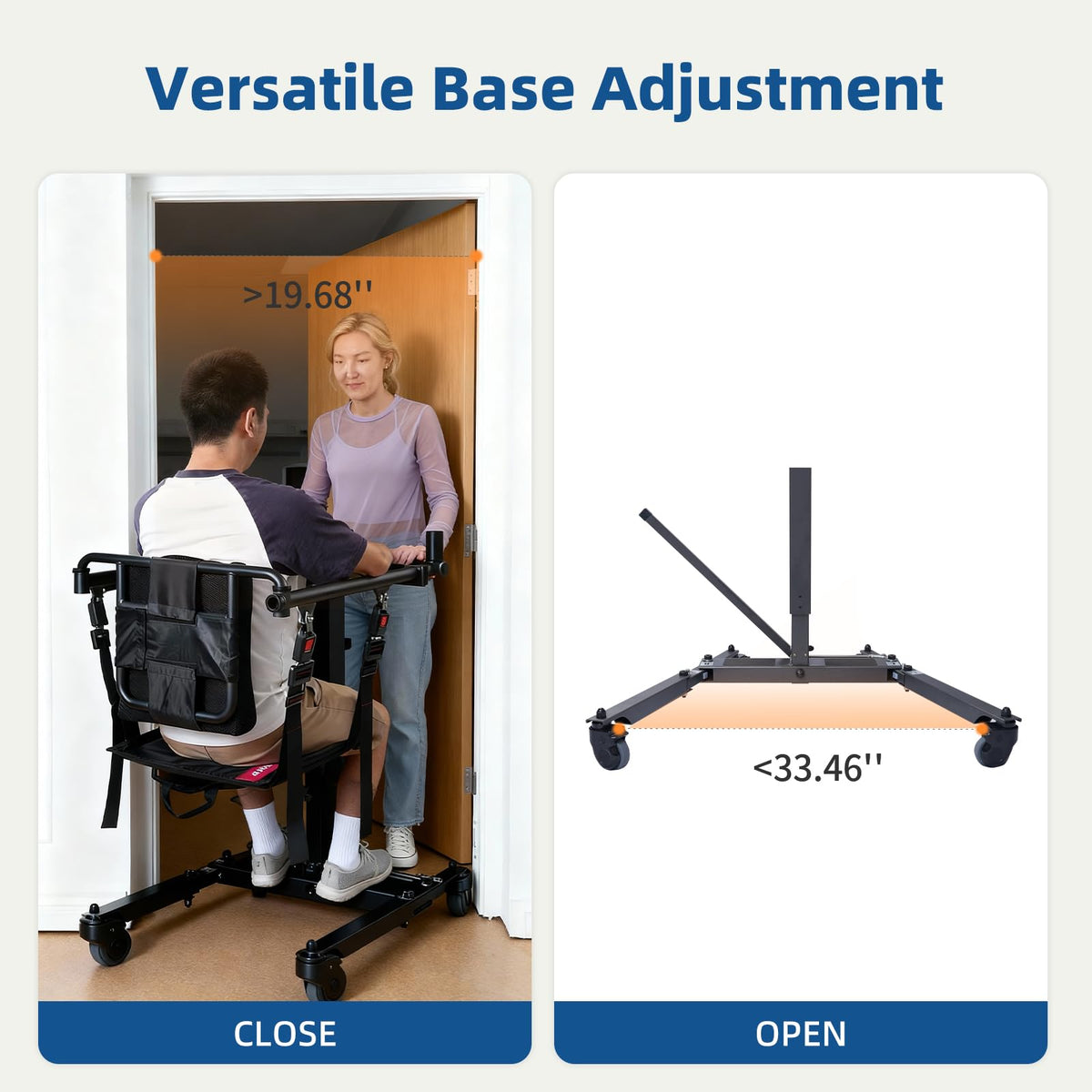 CQmuniu Patient Lift Transfer Chair,Adjustable Height Lift Chair,Electric Lift Assist Devices for Home & Car, Portable Transport Wheelchair for Seniors & Disabled,YW07