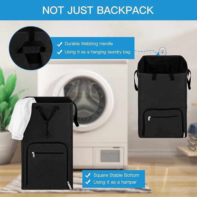 Laundry Backpack Bag, Bukere Extra Large 2 in 1 Laundry Hamper Basket