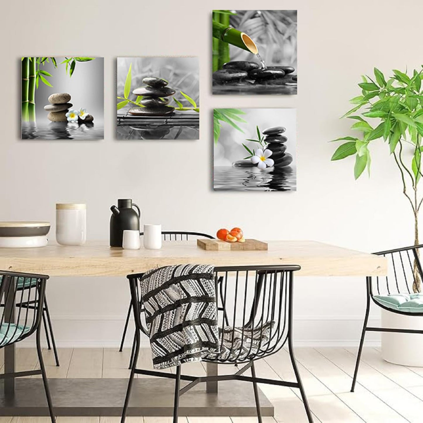 Yxbhhym Bathroom Wall Art Black and White Wall Decor Zen Artwork Buddha Green Canvas Prints Posters Spa Picture for Bedroom Living Room Decor Paintings Modern Office Decorations