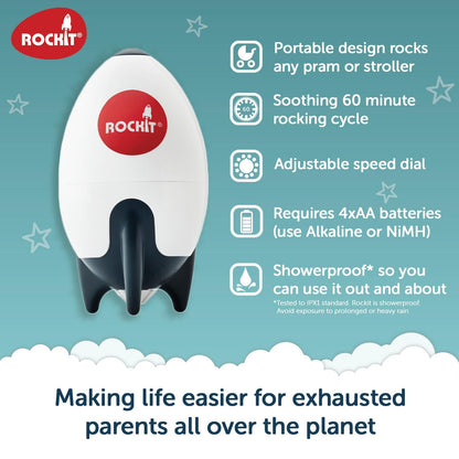 Rockit Portable Baby Rocker (AA Battery Version). Fits Any Stroller, Pram, Pushchair or Buggy