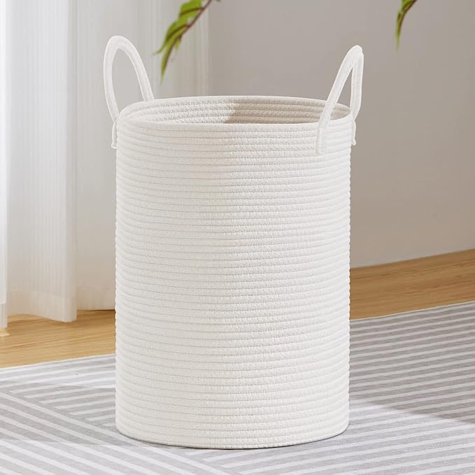 VIPOSCO Large Laundry Hamper, Tall Woven Rope Storage Basket