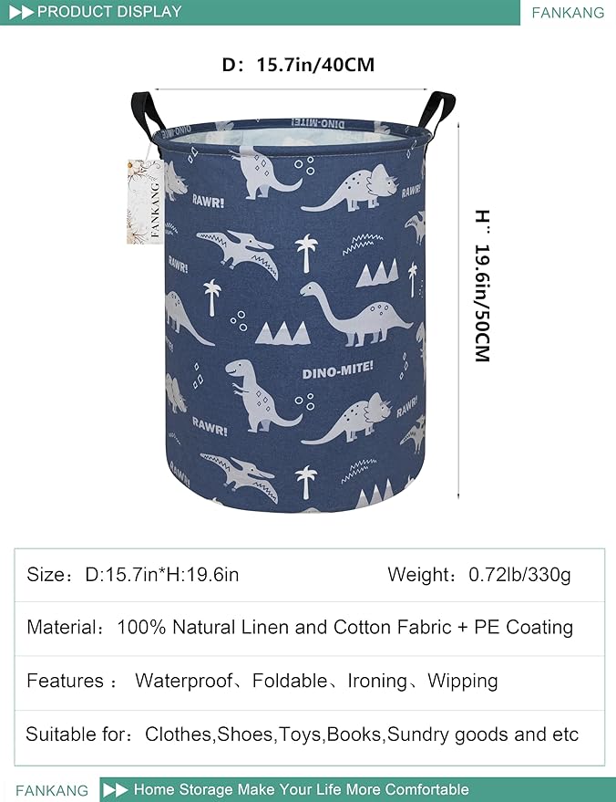 FANKANG Storage Basket, Nursery Hamper Canvas Laundry Basket Foldable