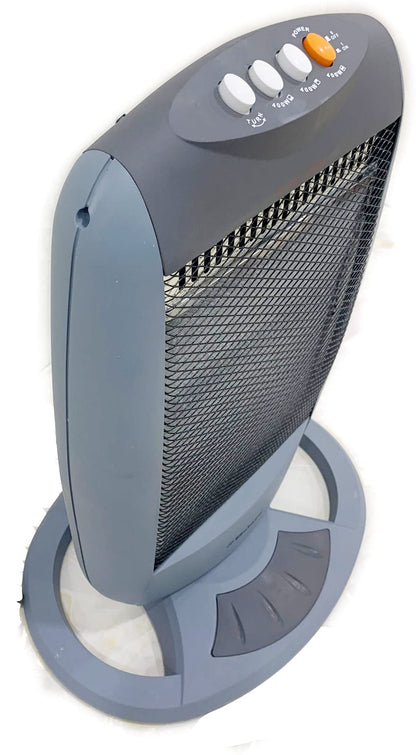 Belaco Halogen electric Heater portable heater with 3 Heat Settings 3 Bar resistant base 1200W 90 Degree Oscillation Compact Carry Handle Safety Tip Over Switch Gray