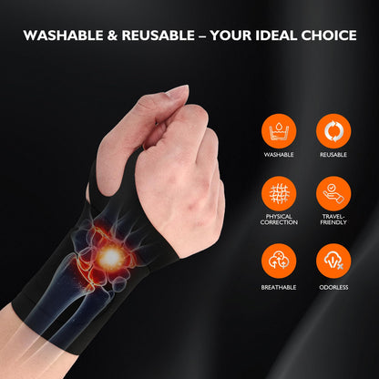 DR.SPRING Adjustable Wrist Brace & Wrist Protector for Carpal Tunnel, Arthritis & Tendonitis & Wrist Pain Relief, Breathable Moisture-Wicking Fabric with Durable hook-and-loop straps (1, Black, Large)