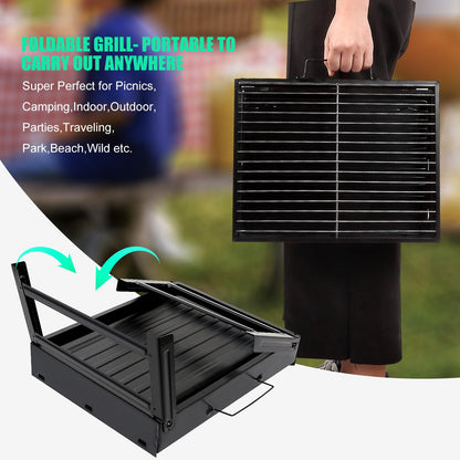Barbecue Grill, AGM Charcoal Grill Portable Folding BBQ Grill Barbecue Desk Tabletop Outdoor Smoker BBQ for Picnic Garden Terrace Camping Travel