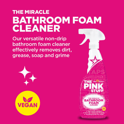 The Pink Stuff Miracle Bathroom Foam Cleaner (750ml) - Vegan Friendly - Spray & Wipe to Clean Dirt, Grime and Limescale in Your Bathroom