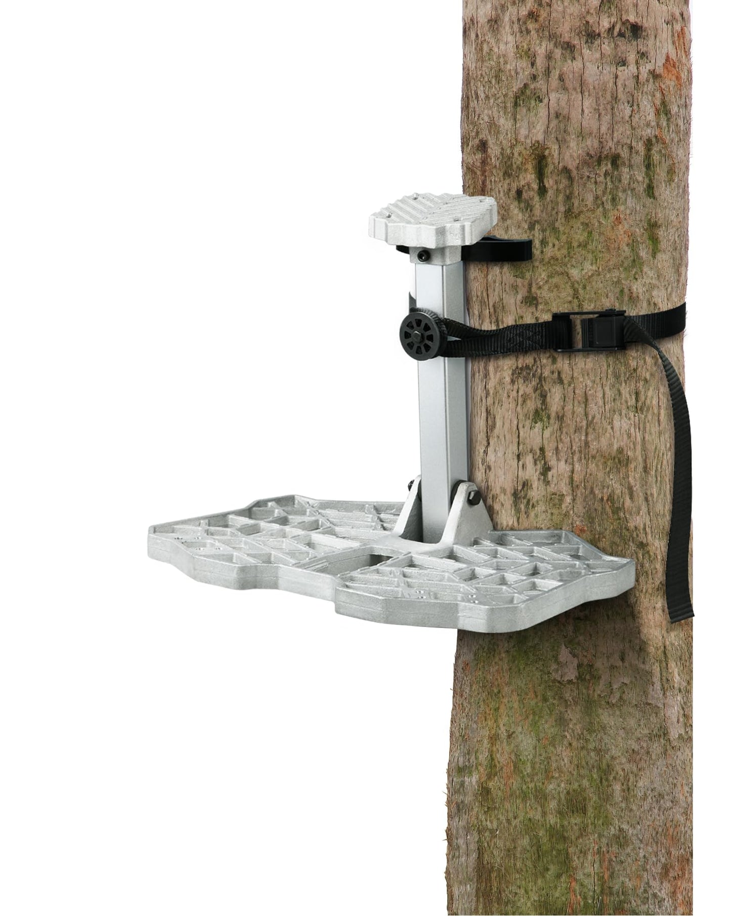 LUCKY CLOVER Tree Saddle Platform: Reliable Saddle Hunting Platform with Non-Slip Ridge Grips, Lightweight Cast Aluminum Construction, Fully Adjustable Silent Saddle Platform, 16.1"x12.2" Platform