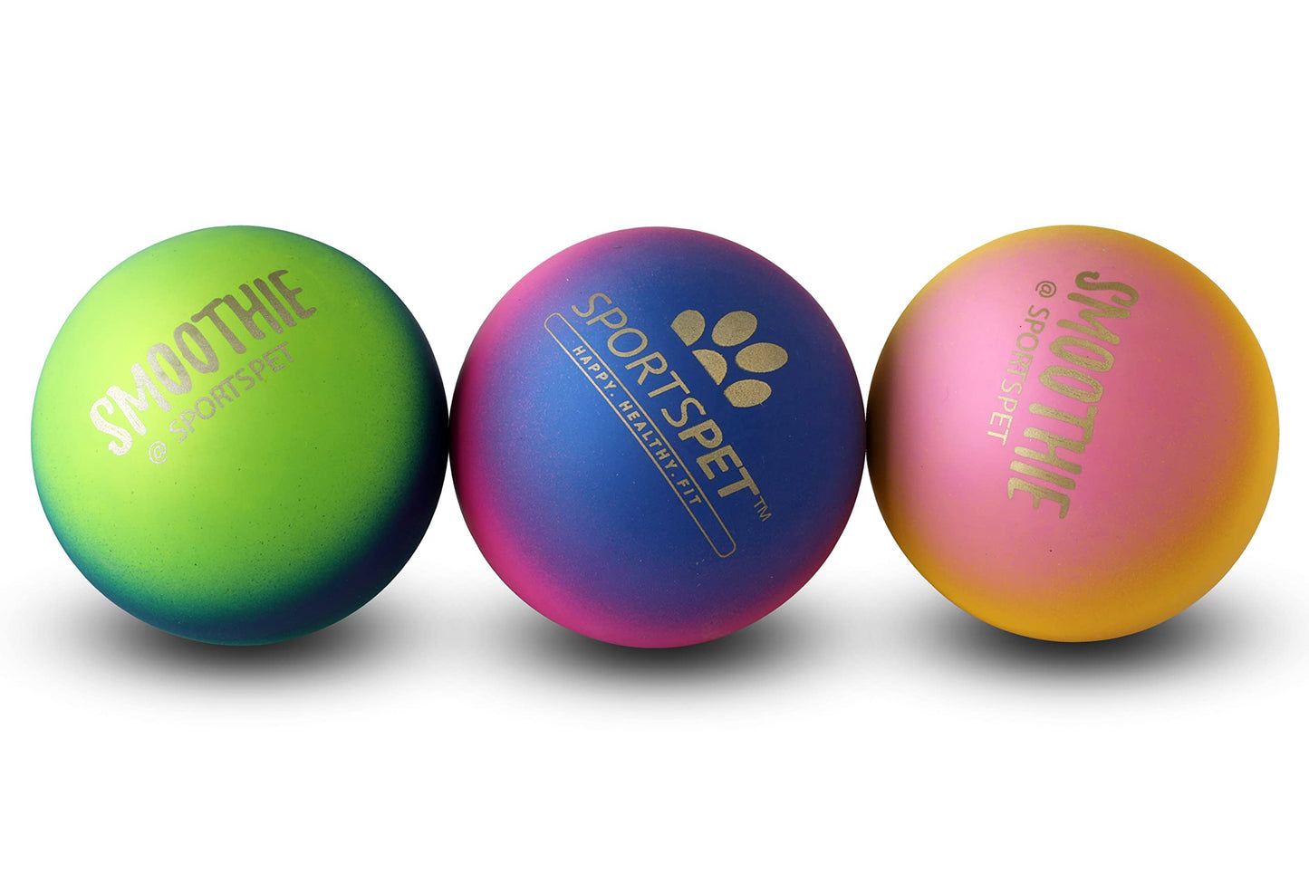 SPORTSPET High Bounce Dog Balls Smoothie Edition, Rubber Dog Balls, Floating Fetch Toy for Dogs, Strong and Durable Chew & Play, Safe Toy Balls for Dogs & Puppies, Pack of 3 (60mm)