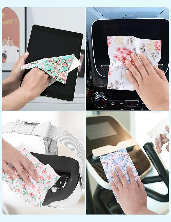 6PCS Thickened Glasses Cleaning Cloth Elegant Flower Design Microfiber Cleaning