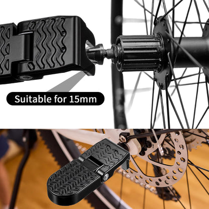 Afcabakila 2Pcs Aluminum Alloy Foot Pegs for E-Bike & Mountain Bike, 4.3 x 1.8 Inch Non-Slip Passenger Peg for Road Bike & BMX Accessories, Folding Rear Pedals, Durable, Space-Saving