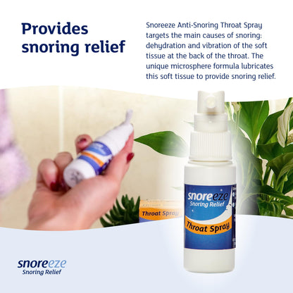 Snoreeze Anti-Snoring Throat Spray - Effective Snoring Aids for Men & Women - Fast Acting Lubricating Thermo Gel - Snore Stopper to Use with Mobile App - 23,5ml, 50 Nights Use