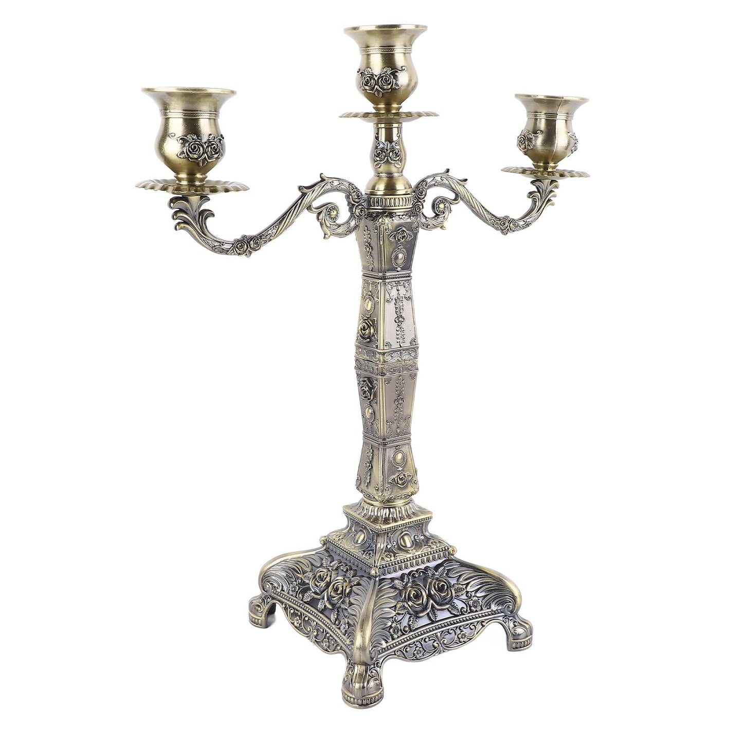 HKINBAS Craft Collection Fit for Metal Arms Candelabra European Style Retro Candlestick Holder Romantic Candle Holder Decoration for Wedding Dinner Party Decoration (Bronze Three Heads)
