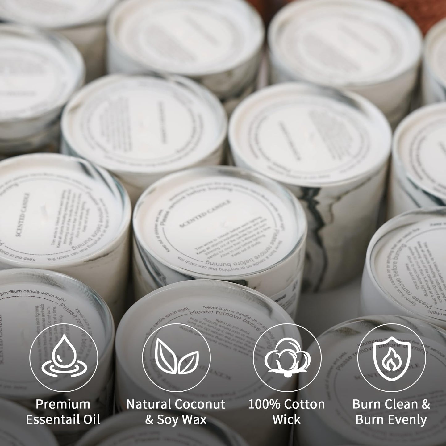 Luxury Marble Jar Scented Candle | Women Men | Non Toxic 100% Natural Coconut & Soy Wax Blend Cotton Wick | Hand Poured Highly Scented Long Lasting (Santal, 7 Ounces)