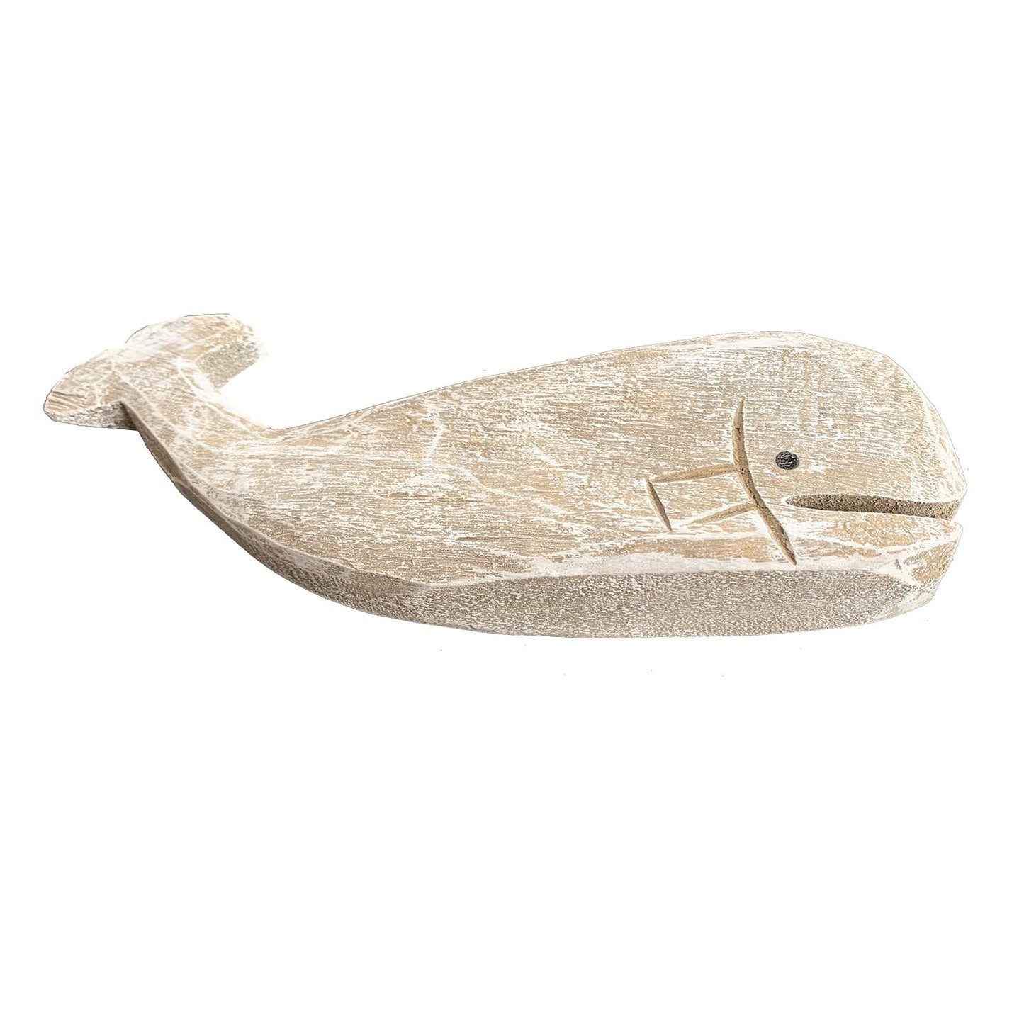 GAPLUM Rustic Wooden Carved Whale Tabletop Statue, Decorative Whale Figurine Carving Sculpture - Nautical Ocean Beach Coastal Themed Home Decor - 12''L