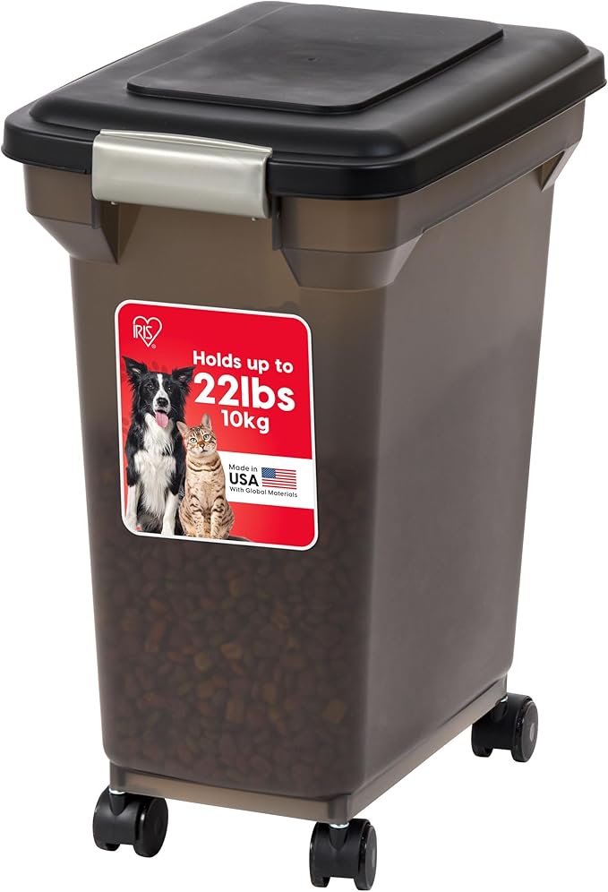 IRIS USA Airtight Dog Food Storage Container, WeatherPro, Removable Wheels