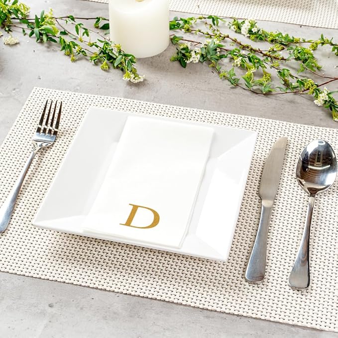 Luxenap 15.8 X 7.9 Inch Linen-Feel Guest Towels, 50 Lettered Hand Towels
