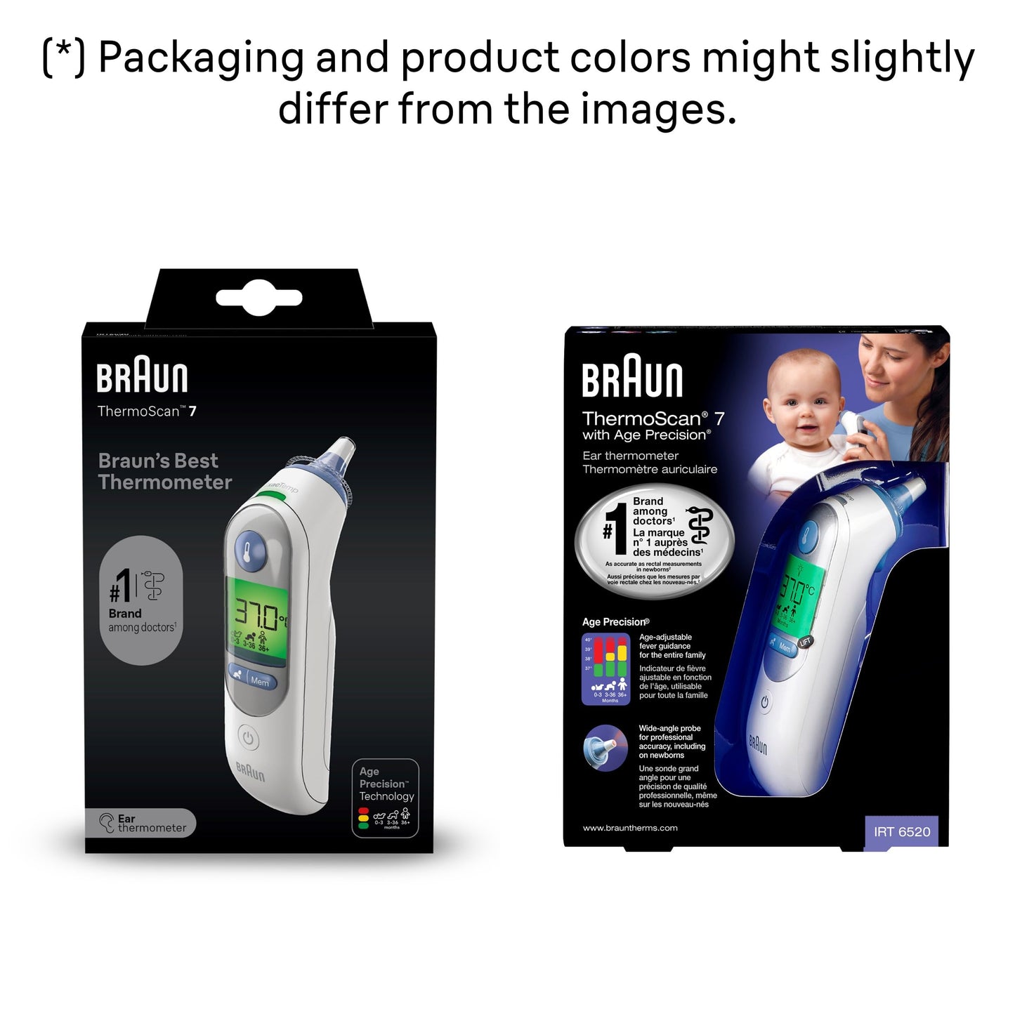 Braun ThermoScan 7 Ear thermometer - Age Precision Technology - Colour-coded Digital Display - Baby and Infant Friendly - #1 Brand among doctors(1)