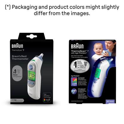 Braun ThermoScan 7 Ear thermometer - Age Precision Technology - Colour-coded Digital Display - Baby and Infant Friendly - #1 Brand among doctors(1)