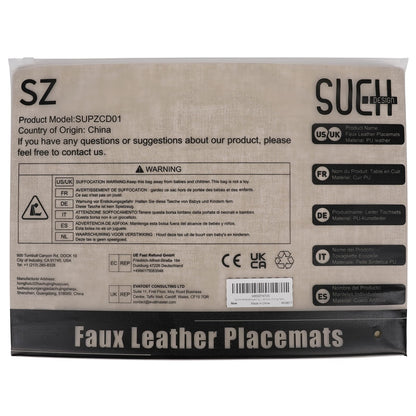 SUEH DESIGN Leather Placemats Set of 6 Reversible Table Mats Heat Resistant Waterproof No-Slip Place Mats for Dining Table Kitchen Parties
