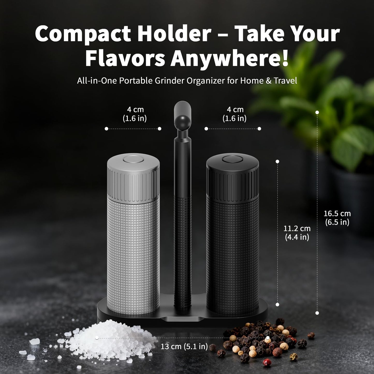 Luvan Professional Salt and Pepper Mill Set, Heavy Duty Aluminum Manual Salt and Pepper Grinder with 12 Adjustable Coarseness, Gift Set for Friends and Family