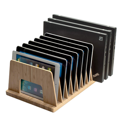 MobileVision Bamboo Device Organizer for Smartphones, Tablets and Laptops, 10 Slots