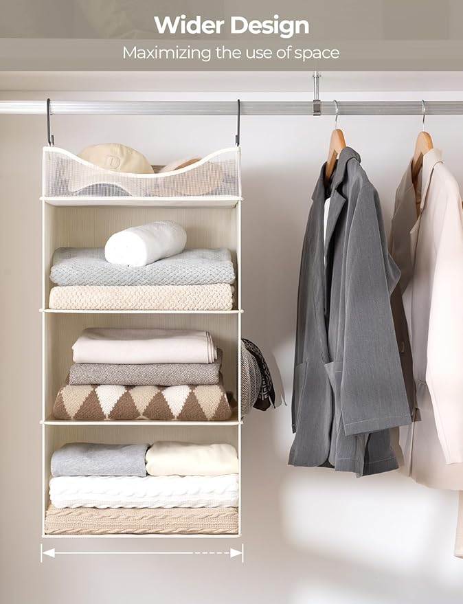 StorageWorks Hanging Closet Organizer, 3-Shelf Hanging Closet Shelves