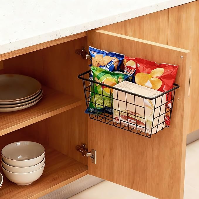 2 Set Adhesive Hanging Wall Basket Inside Cabinet Door Organizer, Wall Storage