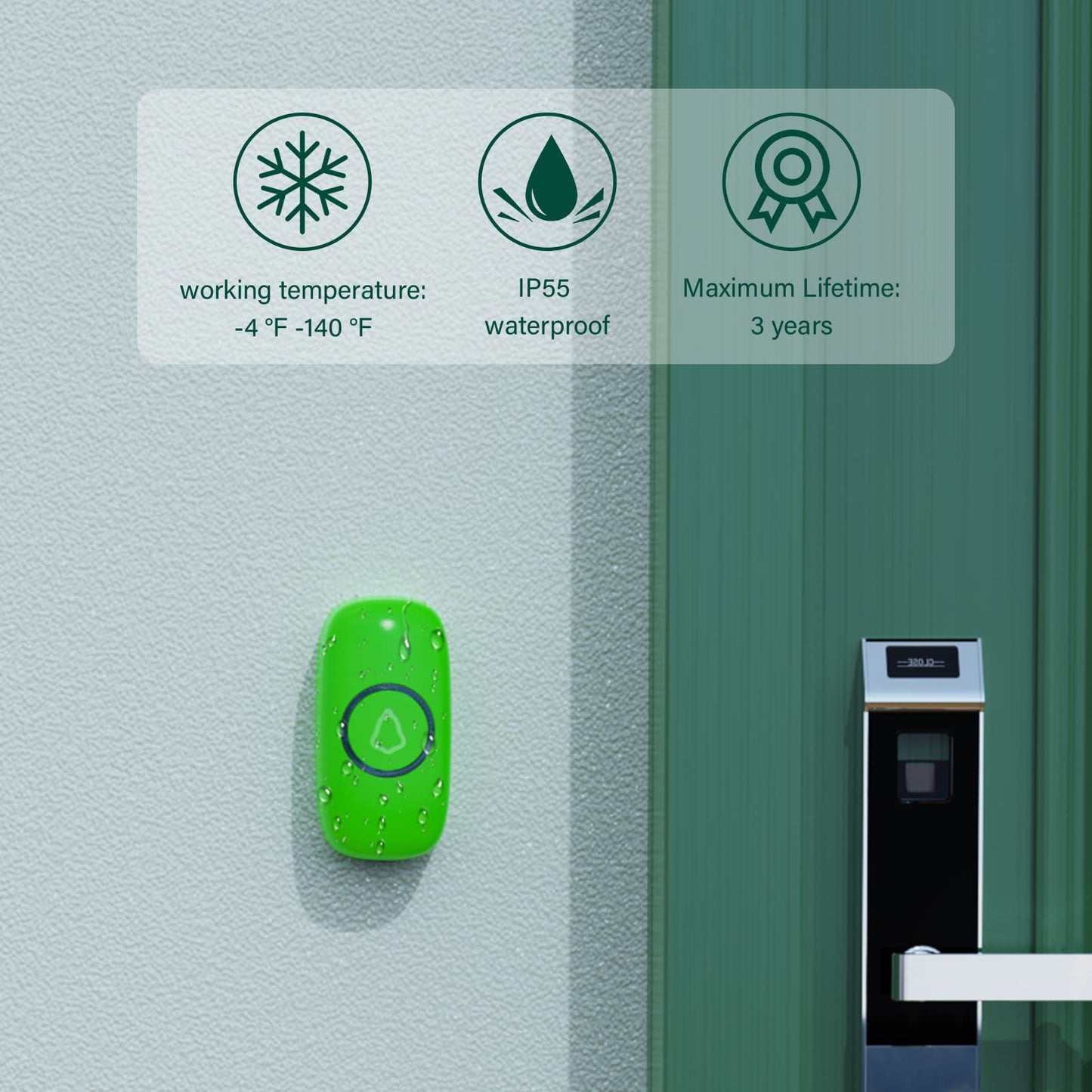 SECRUI Wireless Doorbells for Home, Classrooms, Apartments, Businesses, etc. Easy to Use, Adjustable Volume, 58 Chimes, Colorful LED, Waterproof, 1000Ft Range, M520+F55, Rose Red