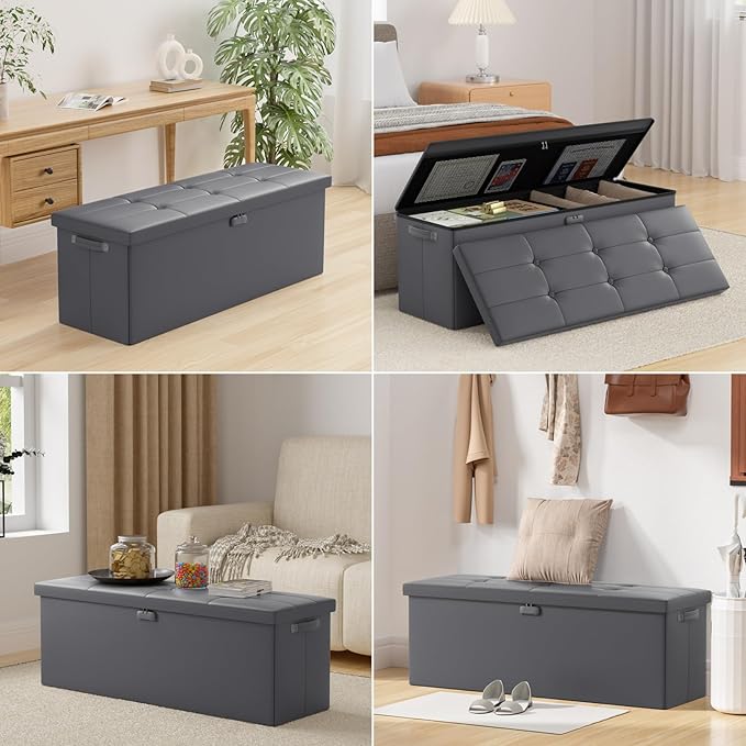 DocSafe Storage Ottoman Bench, Fireproof＆Waterproof Folding Bench