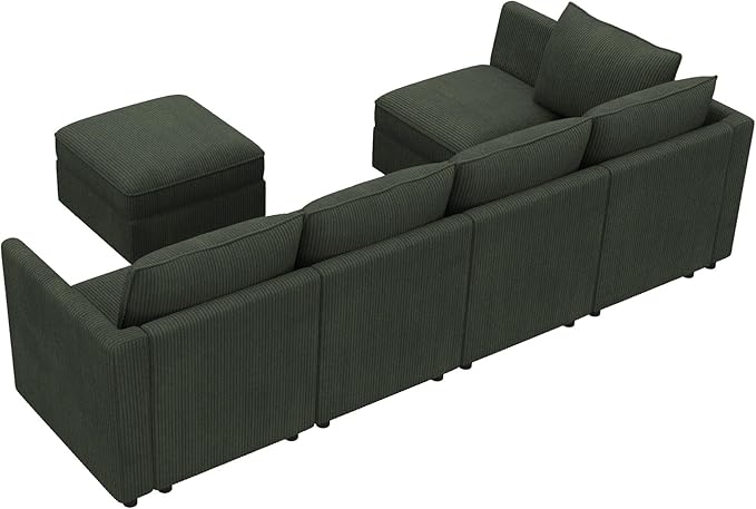 HONBAY Modular Sectional Sleeper Sofa Green Couch L Shaped Sectional Sofa