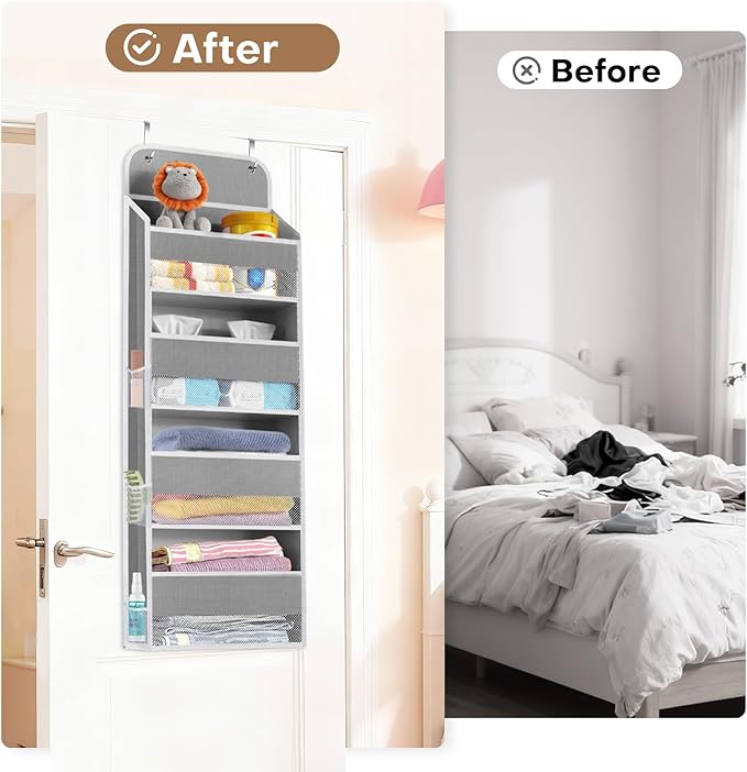 SpaceWhisper Over the Door Organizer, 4 Large Pocket Hanging Storage Organizer