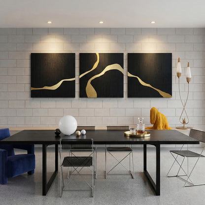 JUHOME Hand-Painted Thick Textured 3D Curve in Plaster Abstract Neutral Wall Art, Contemporary Minimalist Canvas Oil Painting Wall Decor,Home Decorative Art Painting