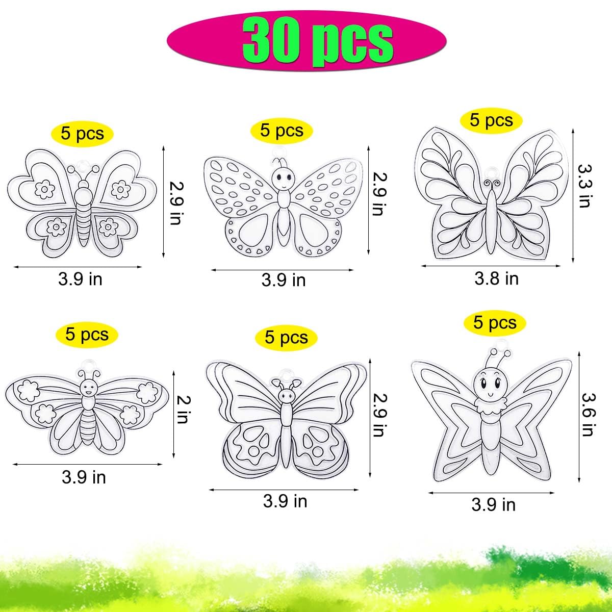 30 Sets Suncatcher Kit Butterfly Suncatchers Window Art Paint Sun Catcher DIY Craft Kits Butterfly Suncatcher Kit for Outdoor Spring Summer Decoration Home Activity Art Project Birthday Party Favors