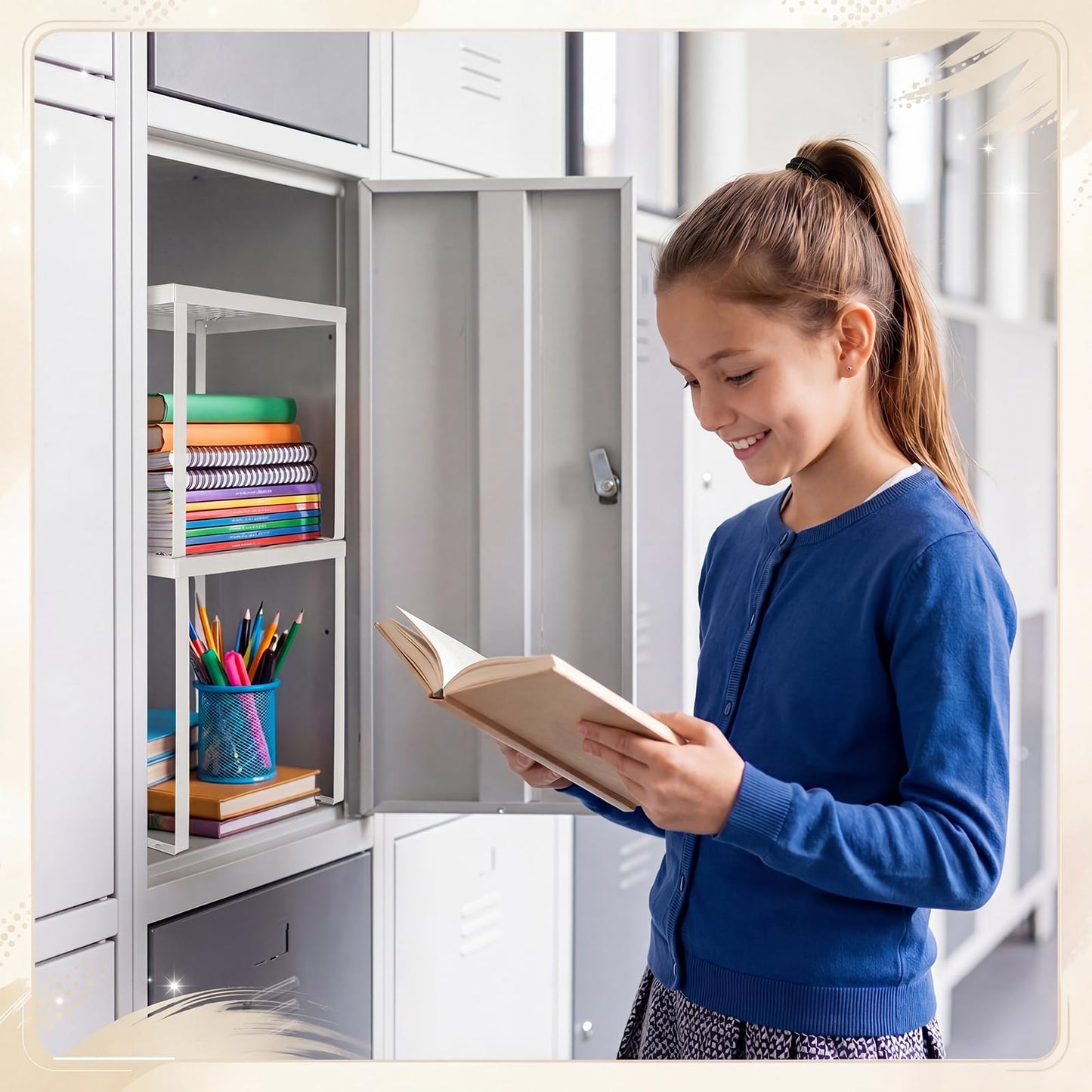 Colarr 2 Pcs Locker Organizer Shelf Stackable 2-Tier Shelves Fits Standard Size School Lockers Heavy Duty Metal Locker Shelf for School Office Gym Lockers Home Storage 11x 10 x 12 Inch(White)