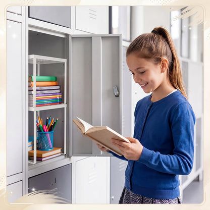 Colarr 2 Pcs Locker Organizer Shelf Stackable 2-Tier Shelves Fits Standard Size School Lockers Heavy Duty Metal Locker Shelf for School Office Gym Lockers Home Storage 11x 10 x 12 Inch(White)
