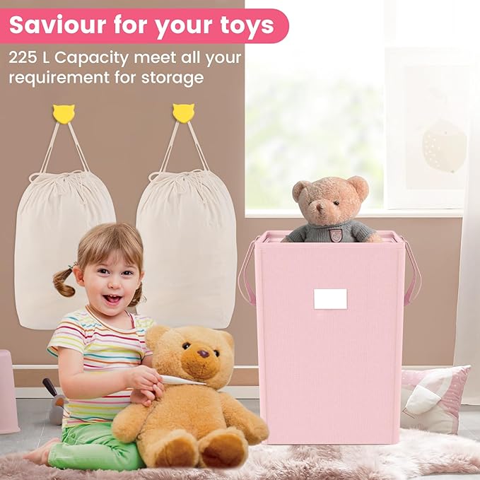 MCleanPin 220L Pink Laundry Hamper Large Collapsible Basket