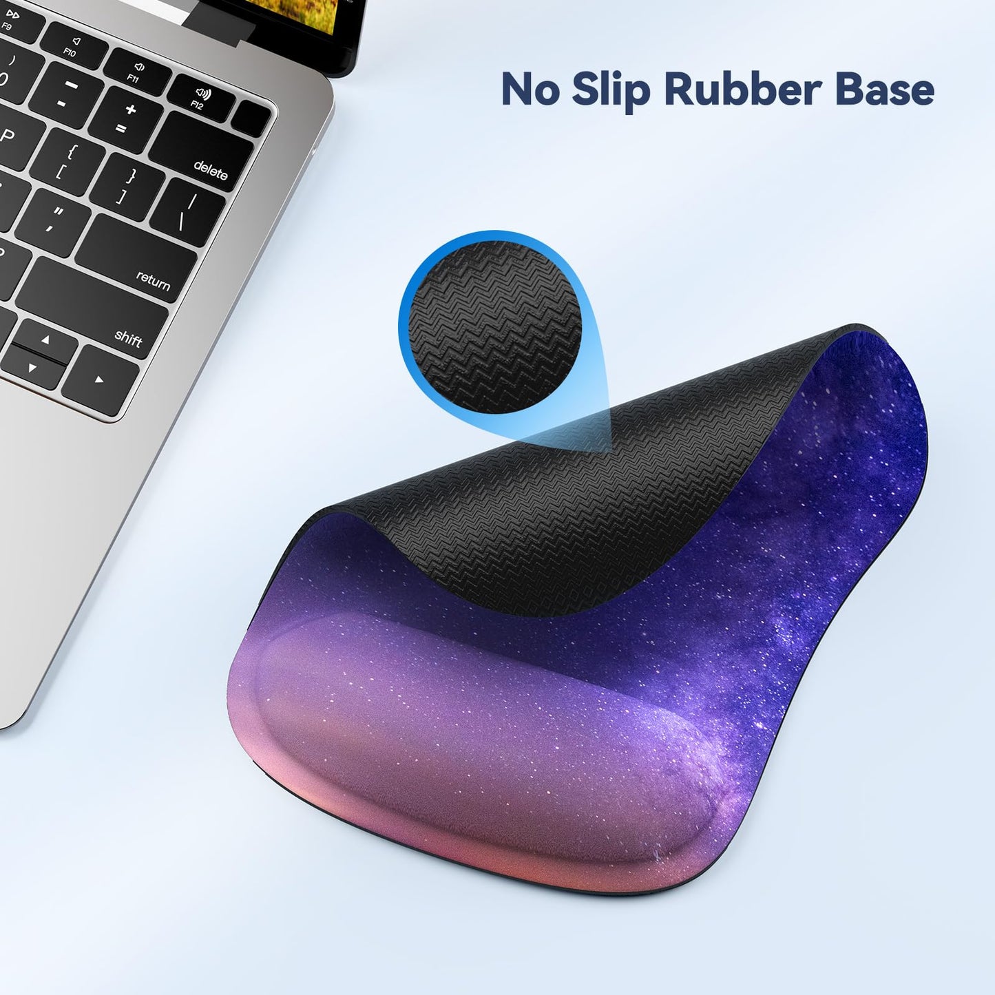 TECKNET Mouse Pad with Wrist Support, Ergonomic Gaming Mouse Pad Pain Relief, Portable Comfortable Mousepad for Computer, Laptop, Office, Home - Non-Slip Base, Waterproof Surface - Dark Purple Galaxy