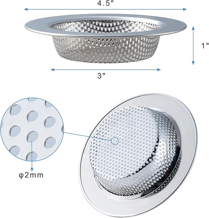 2 Pcs Sink Strainer for Most Kitchen Sink Drain Basket, Upgraded Double-Layer