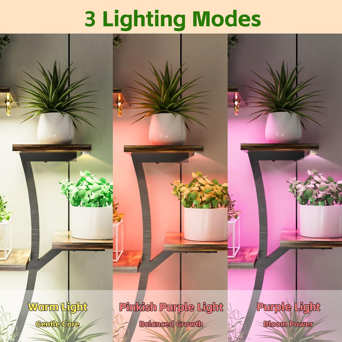 Gavnglin 53" Plant Stand Indoor with Grow Lights, 10-Tier Space-Saving Plant Shelf for Small Apartments, Lighted Indoor Plant Growing Display Rack for Living Room, Balcony & Bedroom